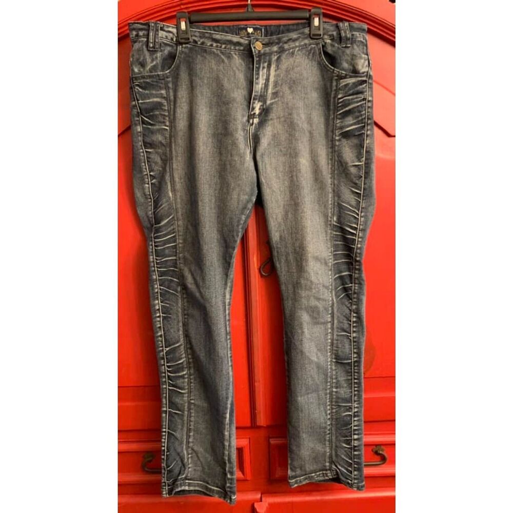 Luxury Blues Size 17 Juniors Plus Denim Jeans Side Leg Detail Straight Leg EUC